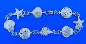Sealife Bracelet With Blue Topaz, Sterling Silver