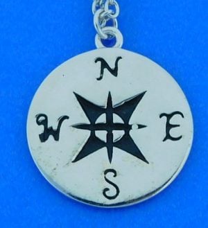 Compass Rose Pendant, Sterling Silver