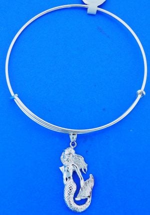 Mermaid Adjustable Charm Bracelet/Bangle, Sterling Silver