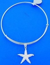 Starfish Adjustable Charm Bracelet/Bangle, Sterling Silver