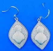 Double Shell Cz Dangle Earrings, Sterling Silver