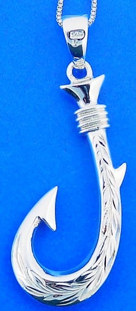Fishing Hook Pendant, Sterling Silver