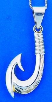 Fishing Hook Pendant, Sterling Silver