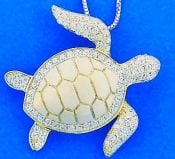 Sea Turtle Gold Plated Pendant, Sterling Silver