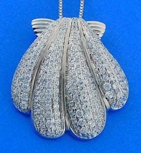 Shell Cz Pendant, Sterling Silver