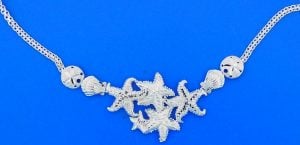 Starfish Cluster Sealife Necklace, Sterling Silver