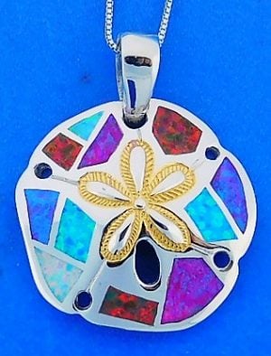 Sand Dollar Opal Pendant, Sterling Silver