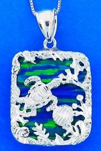 Sea Turtle Opal Pendnat, Sterling Silver