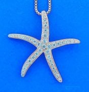 Starfish Cz Pendant, Rose Gold Over Sterling Silver