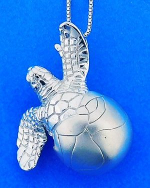 Hatching Sea Turtle Pendnat, Sterling Silver