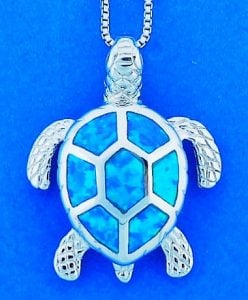 Sea Turtle Opal Pendant, Sterling Silver