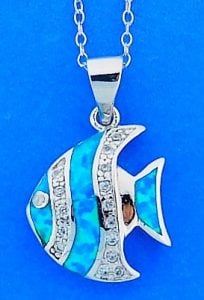 Angel Fish Opal Pendant, Sterling Silver