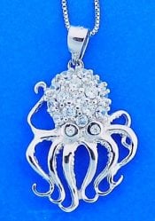 Octopus Pendant, Sterling Silver
