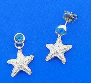 Starfish Blue Topaz Earring, Sterling Silver