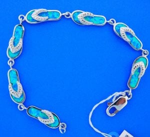 Flip-Flop Blue Opal Bracelet, Sterling Silver