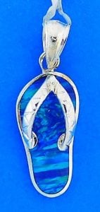 Flip Flop Blue Opal Pendant, Sterling Silver