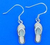 Flip Flop White Opal Earrings, Sterling Silver