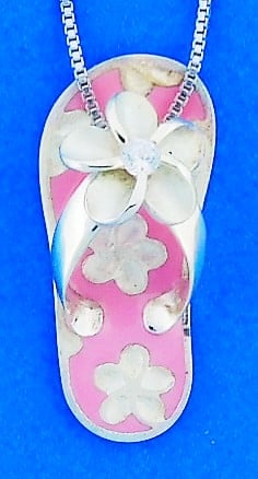 Plumeria Flip Flop Pendant, Sterling Silver