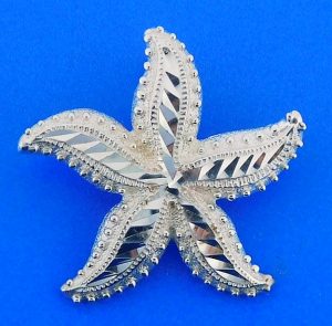 Starfish Diamond-Cut Pendant/Slide, Sterling Silver