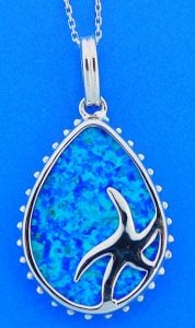 Teardrop Starfish Opal Pendant, Sterling Silver