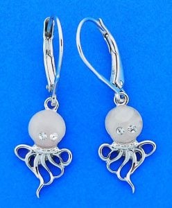 Octopus Dangle Earrings, Sterling Silver