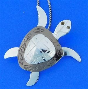Sea Turtle Pendant, Sterling Silver