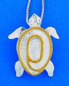 Sea Turtle 2-Tone Pendant, Sterling Silver