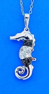 Seahorse Cz Pendant, Sterling Silver