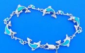 Mother And Baby Dolphin Opal Bracelet, Sterling Silver