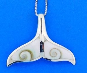 Whale Tail Shiva Shell Pendant, Sterling Silver