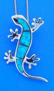 Gecko Opal Pendant, Sterling Silver