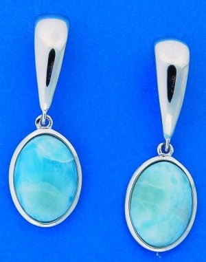 Larimar Oval Earrings, Sterling Silver