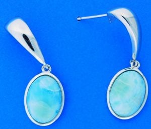 Larimar Oval Earrings, Sterling Silver