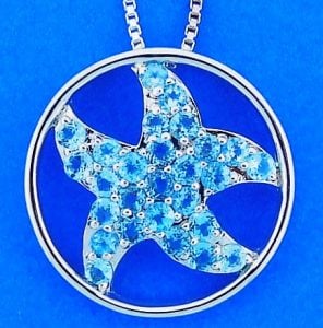 Starfish Blue Topaz Pendant, Sterling Silver