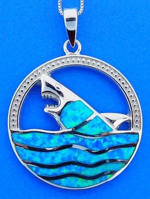 Shark Opal Pendant, Sterling Silver