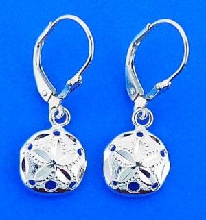 Sand Dollar Lever Back Earrings, Sterling Silver