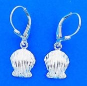 Scallop Shell Leverback Earrings, Sterling Silver