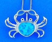 Crab Opal Pendant, Sterling Silver