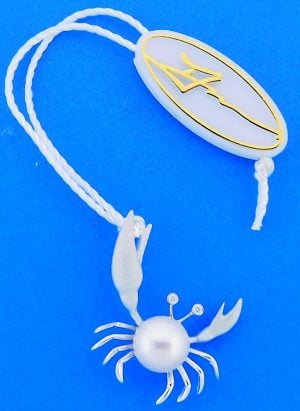 Denny Wong Whimsical Crab Pearl Pendant, 14k White Gold