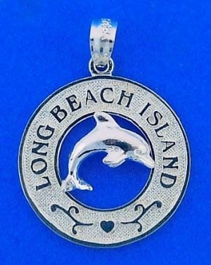 Long Beach Island Dolphin Pendant/Charm, Sterling Silver
