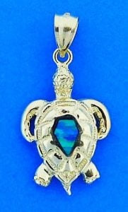 Sea Turtle Opal Pendant, 14k Yellow Gold