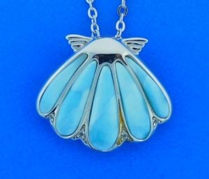 Shell Larimar Pendant, Sterling Silver