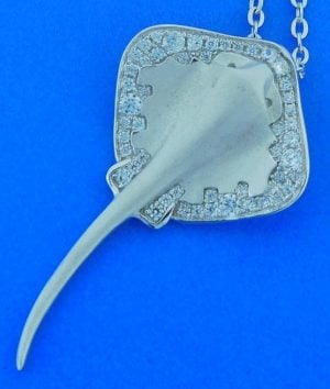 Stingray Cz Pendant, Sterling Silver