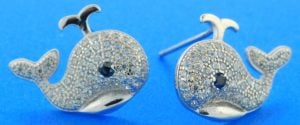 Spouting Whale Post Earrings, Sterling Silver