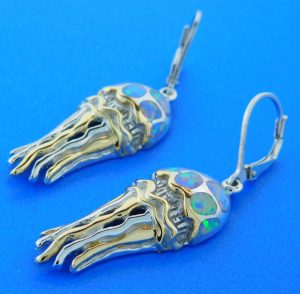 Jellyfish Dangle Earrings, Sterling Silver