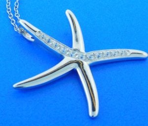 Starfish Cz Pendant, Sterling Silver