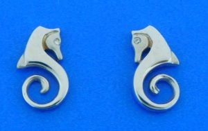 Steven Douglas Seahorse Post Earrings, 14k White Gold