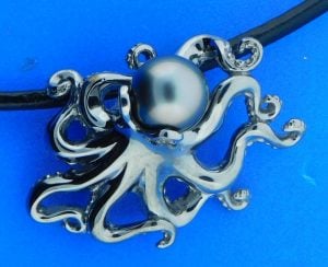 Steven Douglas Octopus Pearl Necklace/Pendant, Sterling Silver