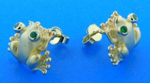 Steven Douglas Tree Frog Earrings, 14k Yellow Gold