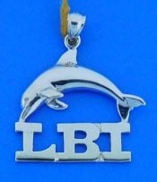 Lbi Dolphin Pendant/Charm 14k White Gold